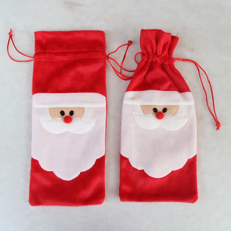 Festive Red Wine Bottle Bags for Christmas