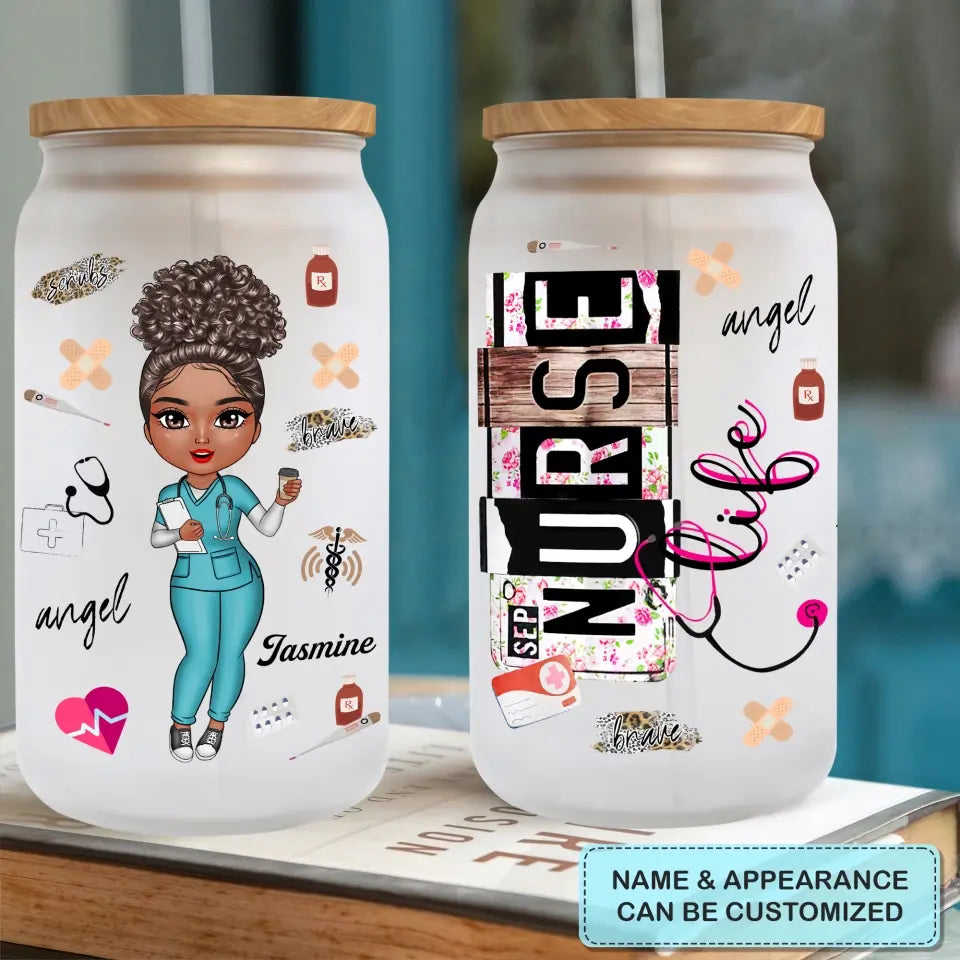 Personalized Custom Glass Can - Hydration Gift for Nurses, Birthday, Nurses Day