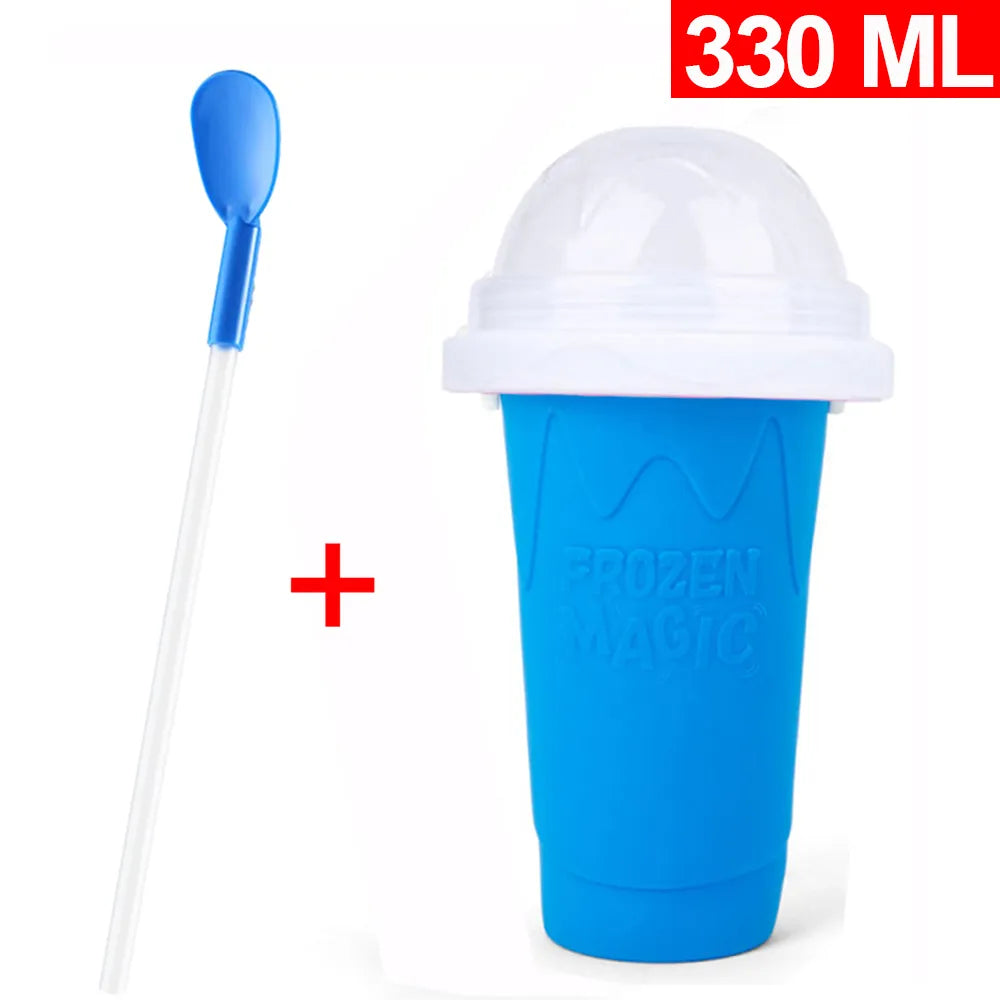 Ice Maker Cup for Smoothies, DIY Ice Cream, Quick Frozen Silicone Squeeze Cooling Milkshake Slushy Machine