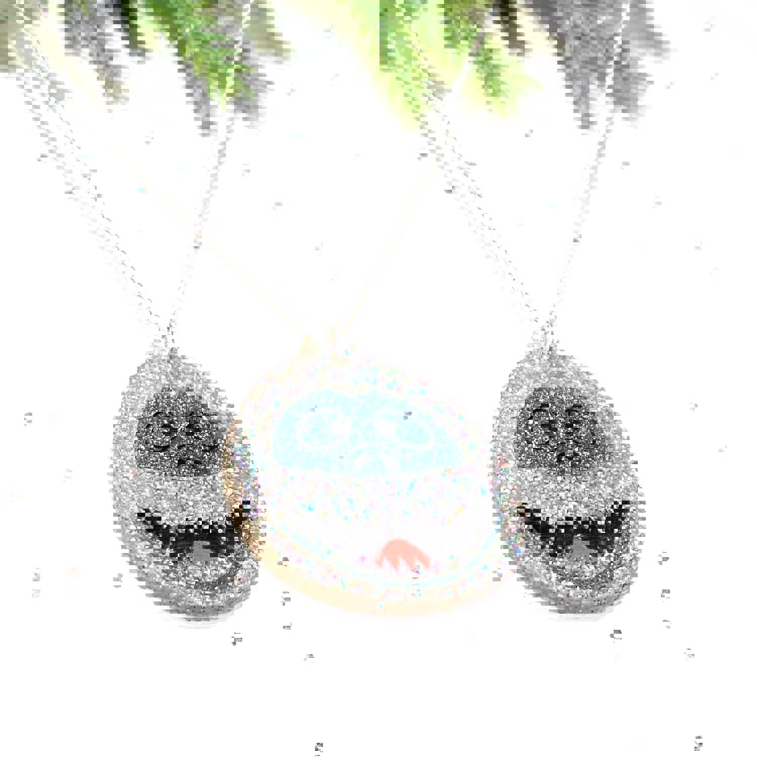 Bumble Yeti Glitter Sparkle Pendant Necklace - Christmas Nostalgia Gift