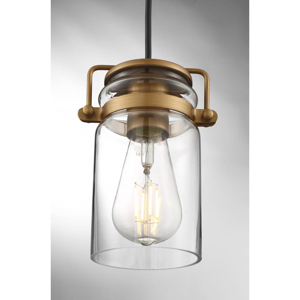 Antebellum 1 LT Mini Pendant - Vintage Brass Finish with Clear Glass