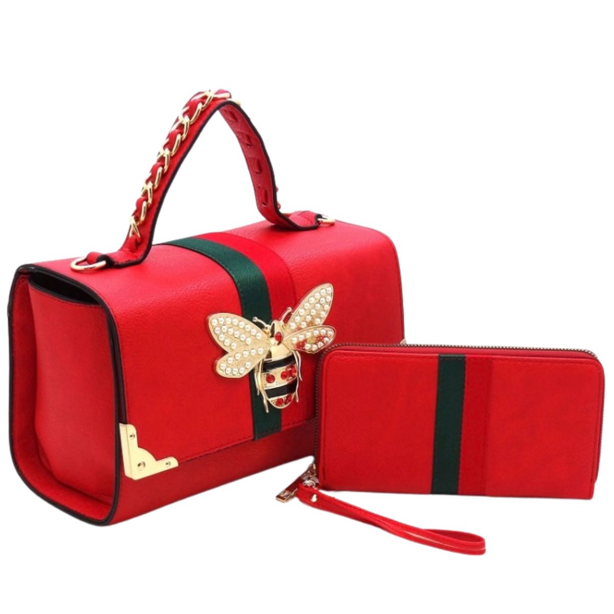 Queen Bee Boxy Leather Handbag/Wallet Set