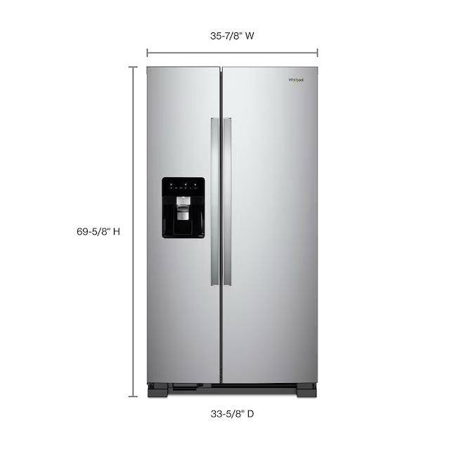 Whirlpool 24.6-cu ft Side-by-Side Refrigerator with Ice Maker and Water Dispenser