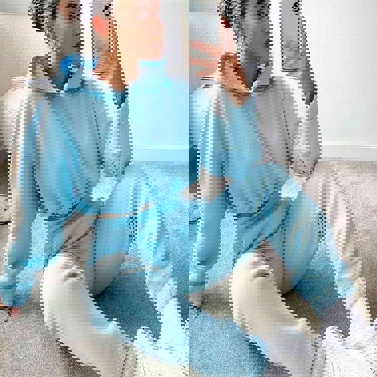 Long Sleeved Cropped Hoodie and Long Sweatpants with Pockets Set