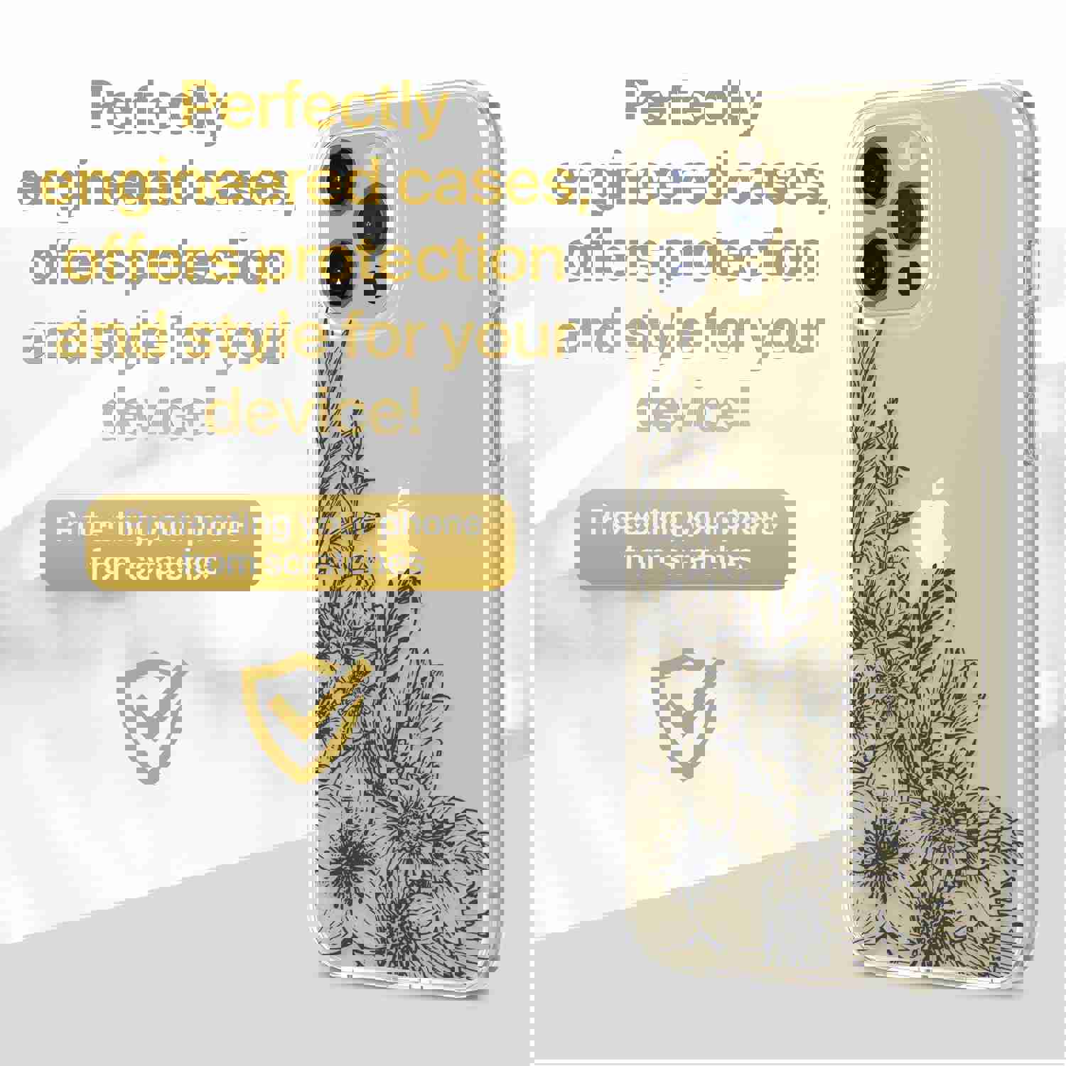High-Quality TPU Clear Case with Garden Flowers Design for iPhone & Samsung Phones