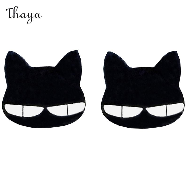 Thaya Meow Black Sterling Silver Stud Earrings - Cat-Inspired Playful Charm