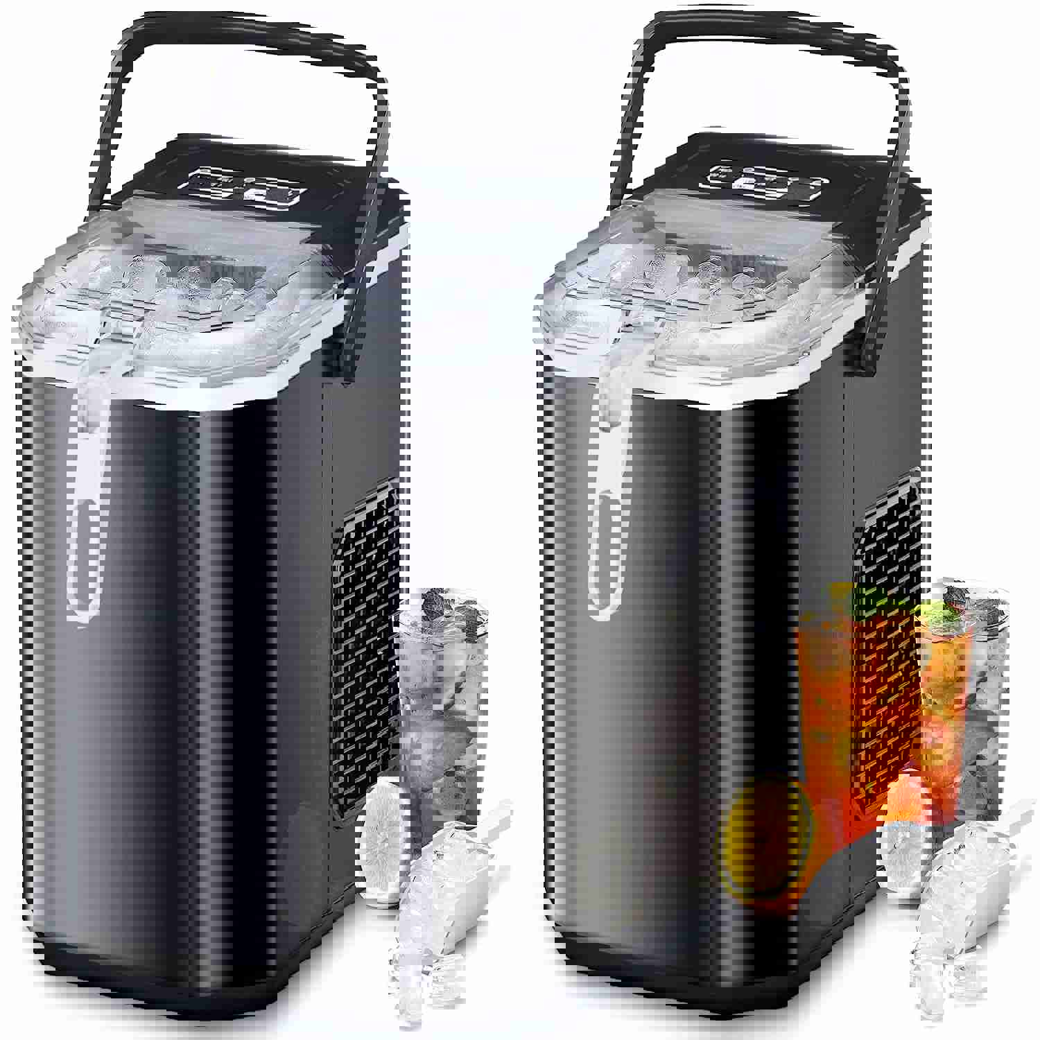 Portable Ice Maker Machine - 6 Mins Fast Ice Making, 26.5Lbs/24Hrs, Self-Cleaning
