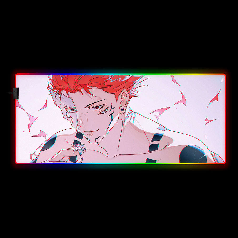 Sukuna Design RGB Gaming Mouse Pad with LED Lights, Large Size for Gamers
