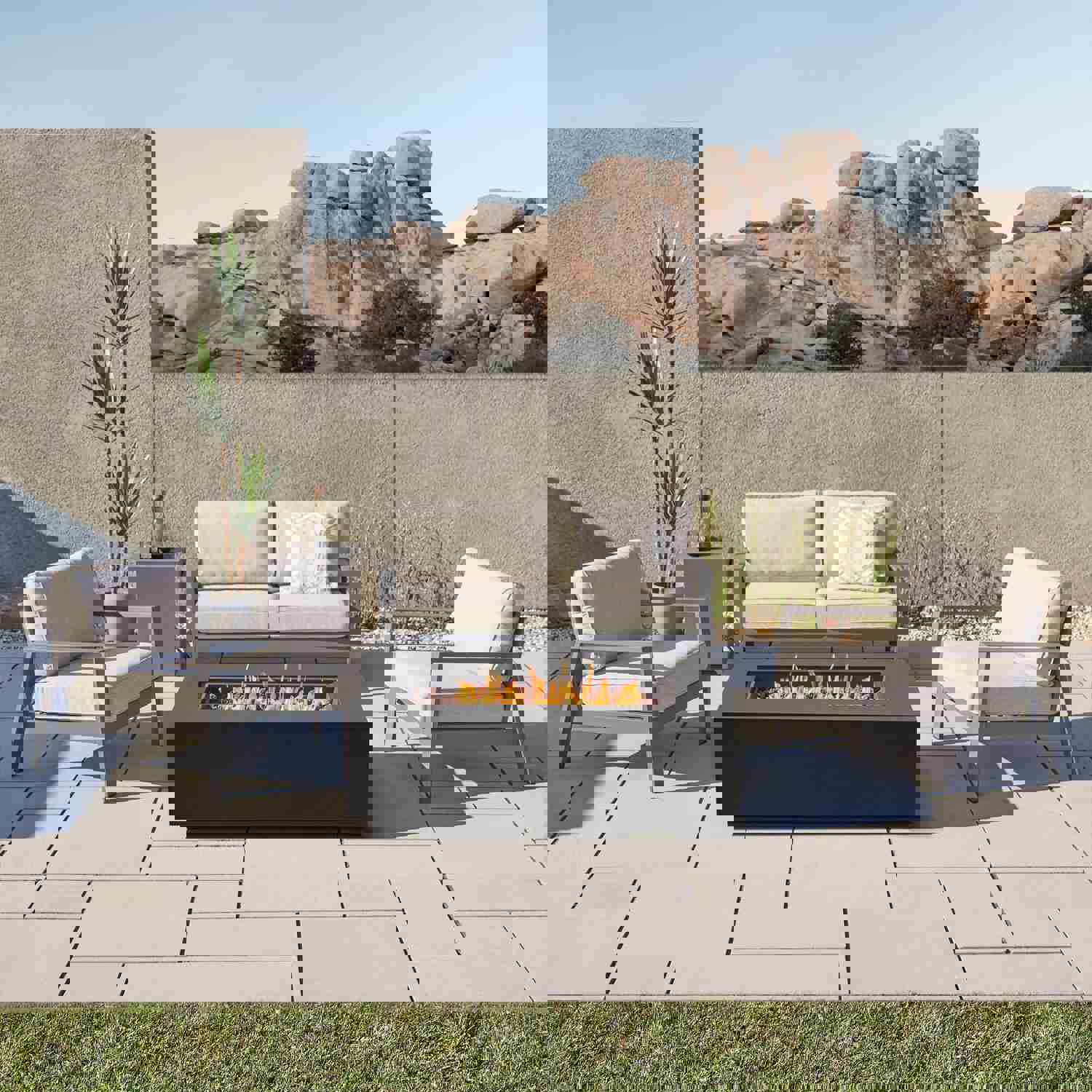 Real Flame Aegean 50 Rectangle Propane or Natural Gas Fire Pit Table