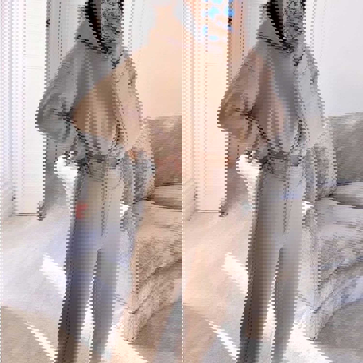 Long Sleeved Cropped Hoodie and Long Sweatpants with Pockets Set