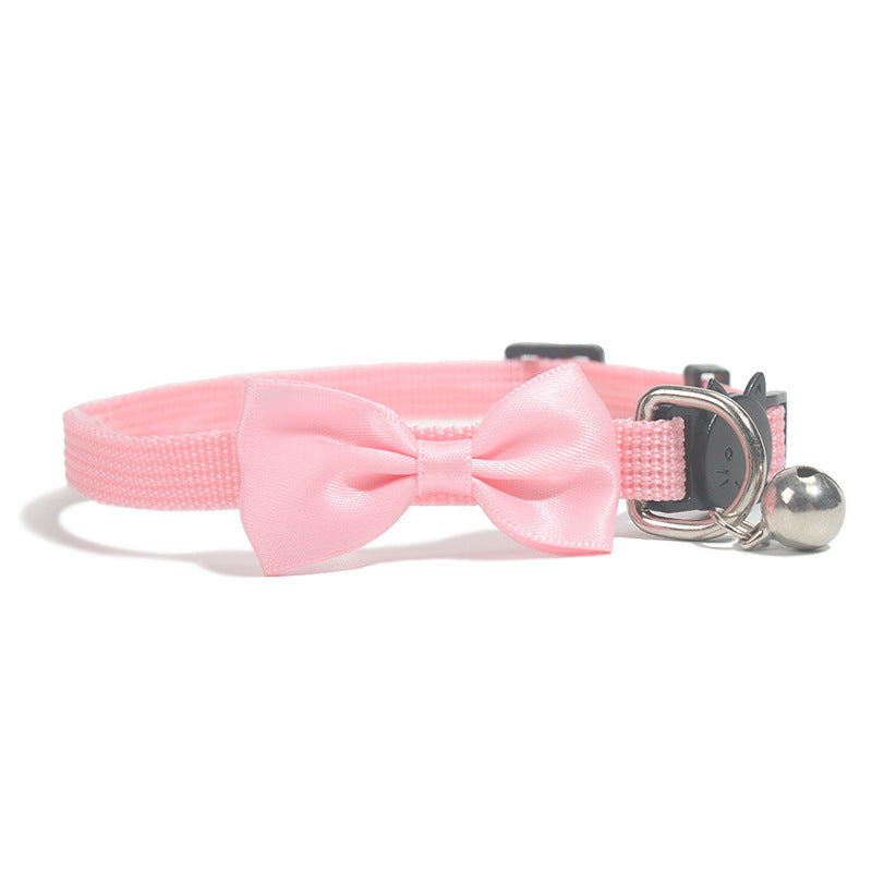 Adjustable Nylon Pet Collar with Bow for Cats and Small Dogs