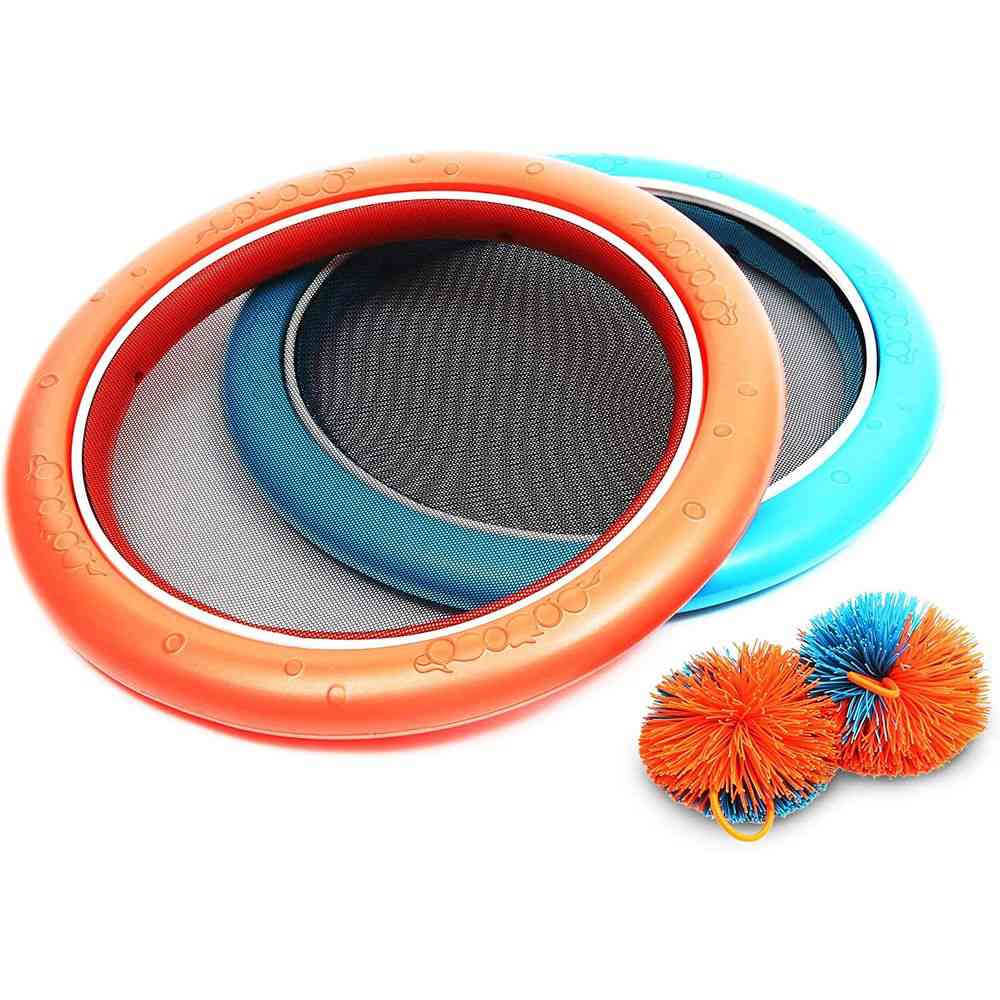Outdoor Flying Disc Game Set with 2 Paddles and 2 Rubber Balls for Beach and Pool Fun