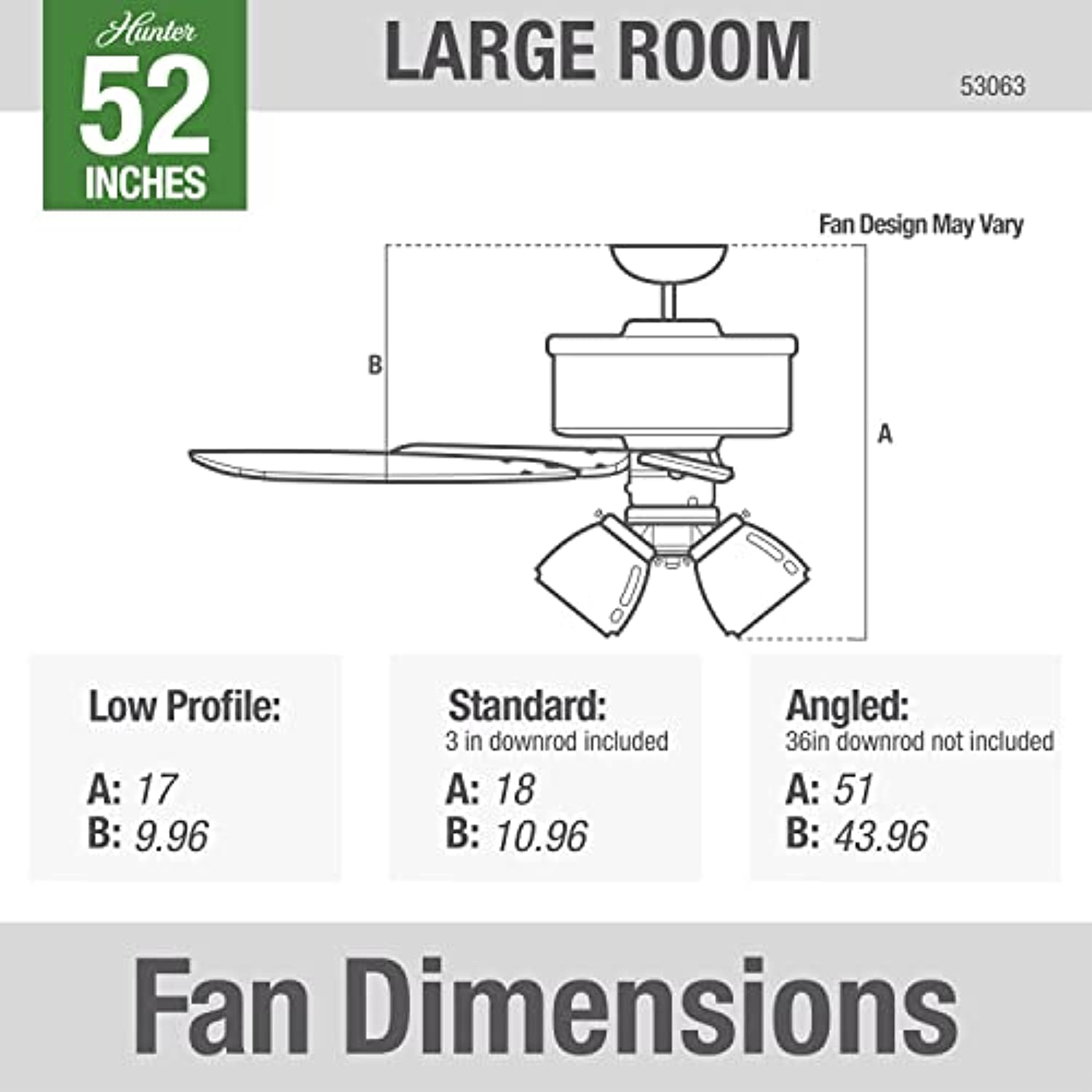 Hunter Fan Company 53063 Studio Series 52 Inch Ceiling Fan with LED Lights