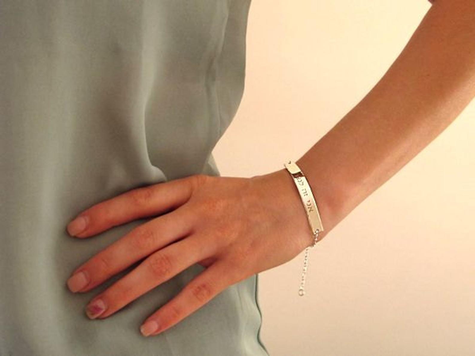 Personalized Latitude Longitude Bracelet - Sterling Silver Wife Gift