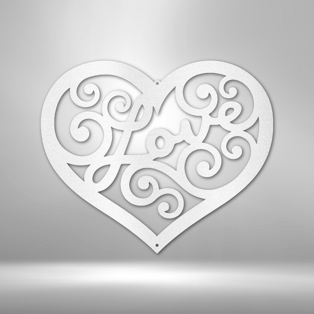 Love Swirl - Custom Metal Heart Sign - 11th Anniversary Gift