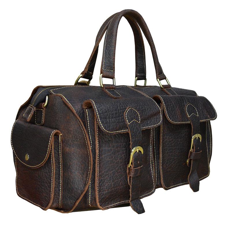 Vintage Leather Men's Weekender Duffle Bag - Italian Cowhide Travel Overnight Bag