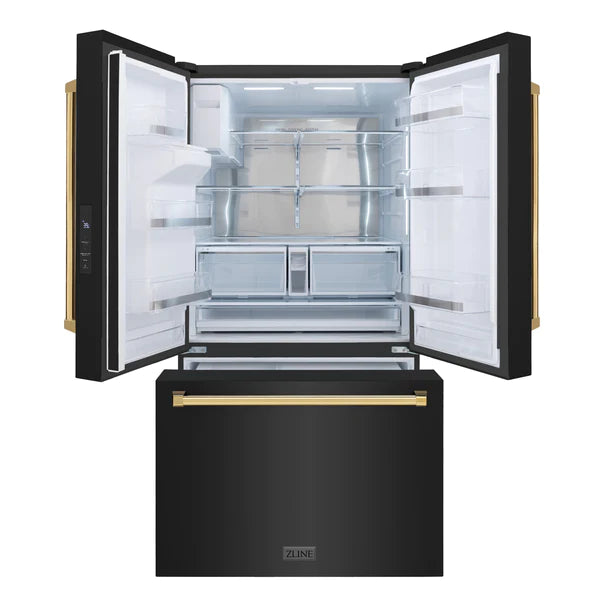 ZLINE Autograph Edition 36 in. Black Stainless Steel French Door Refrigerator with Dual Ice Maker