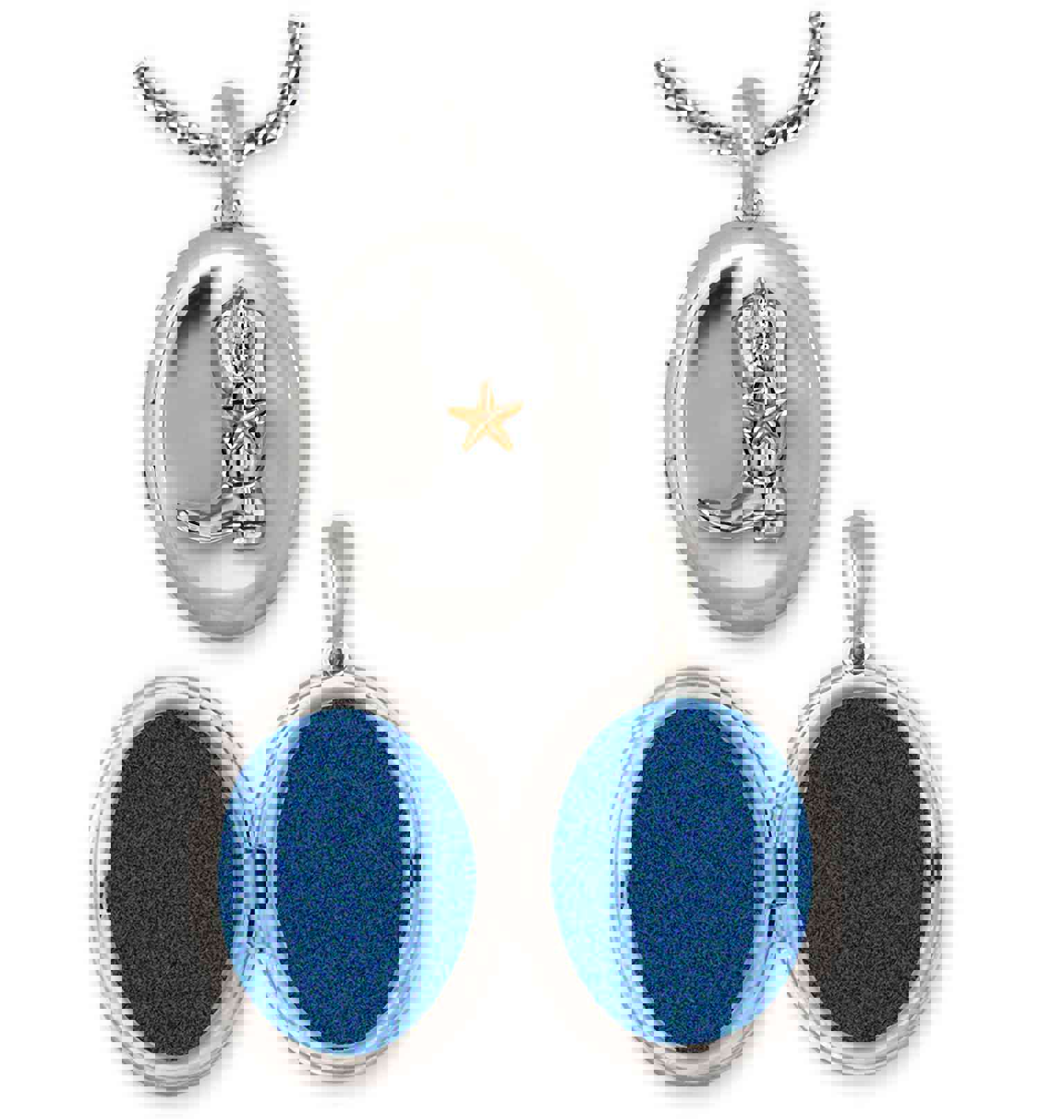 Handmade Sterling Silver Western Texas Boot Photo Locket with 14k Gold Star Accent
