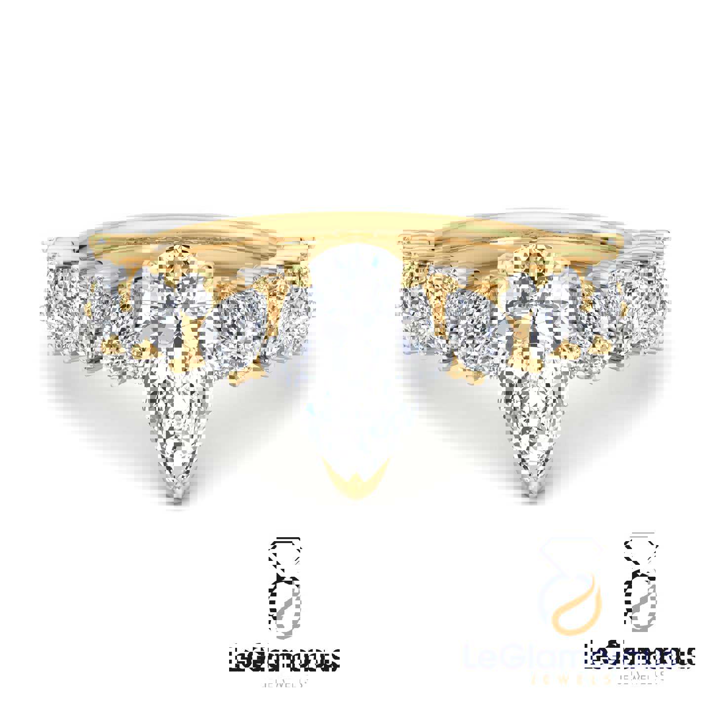 Pear Cut Pave Style Lab Grown Diamond Engagement Ring