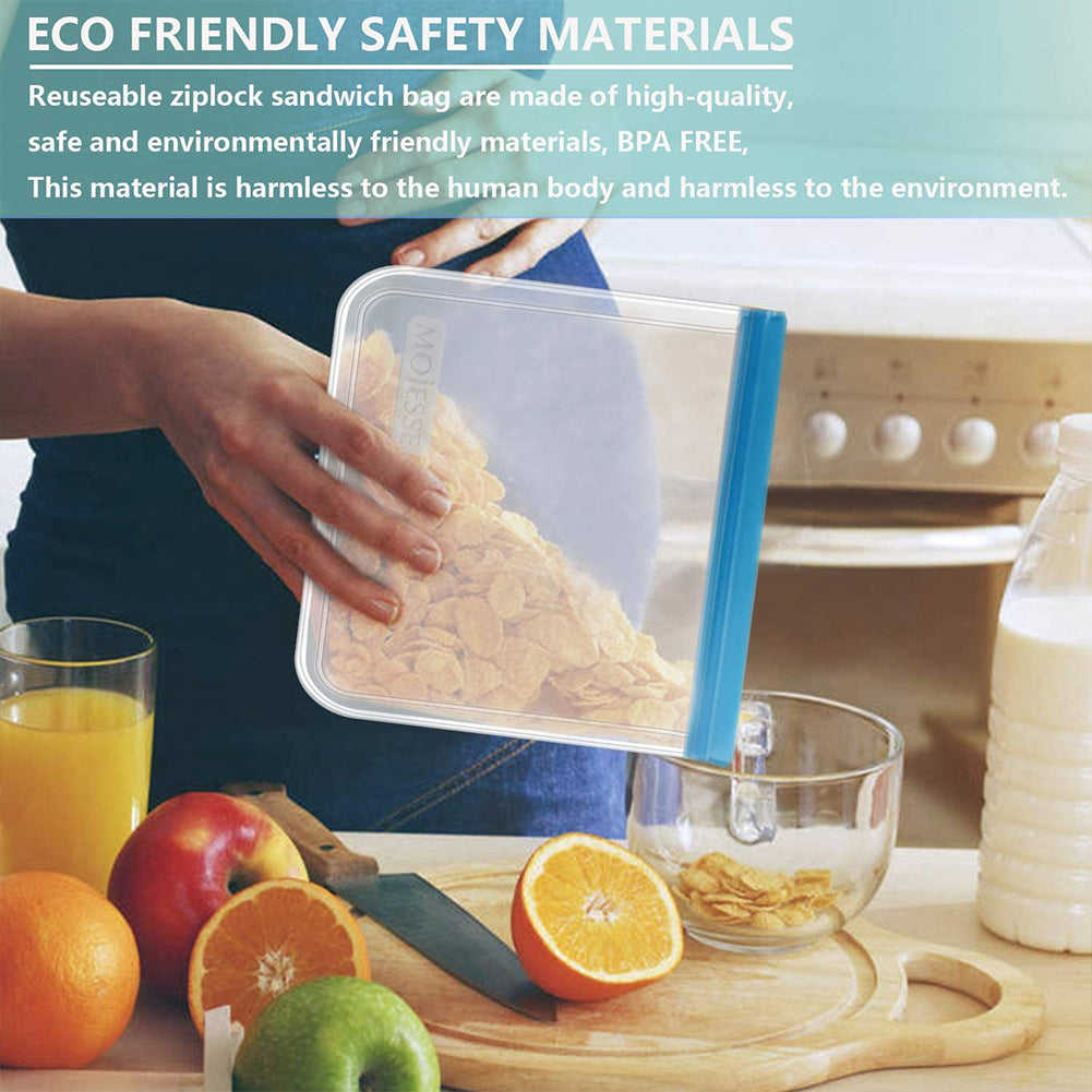 RONSHIN 10PCS Reusable Leakproof Ziplock Sandwich Bags