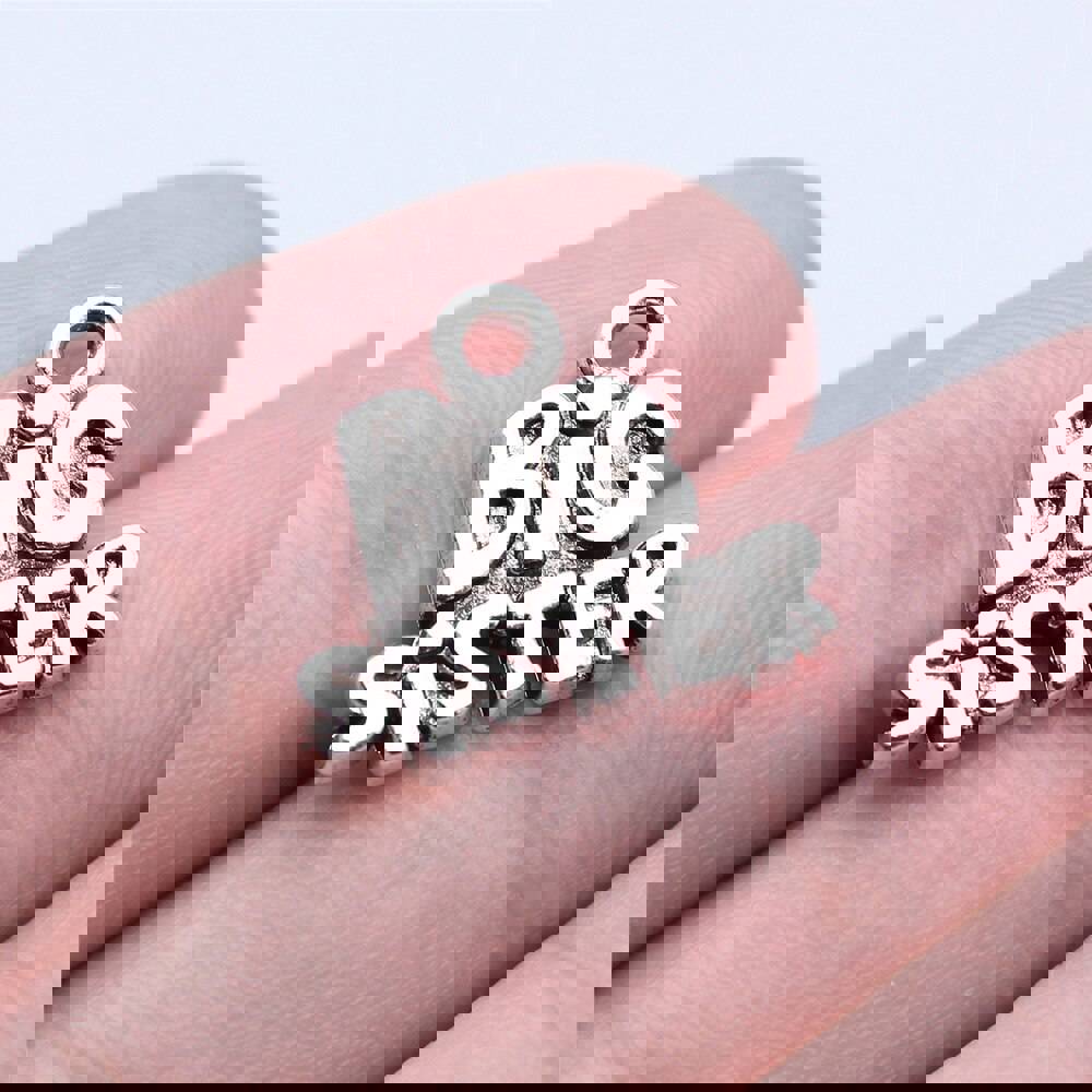 WYSIWYG 10pcs 16x19mm Antique Silver Color Big Sister Charms Pendant For DIY Jewelry Making