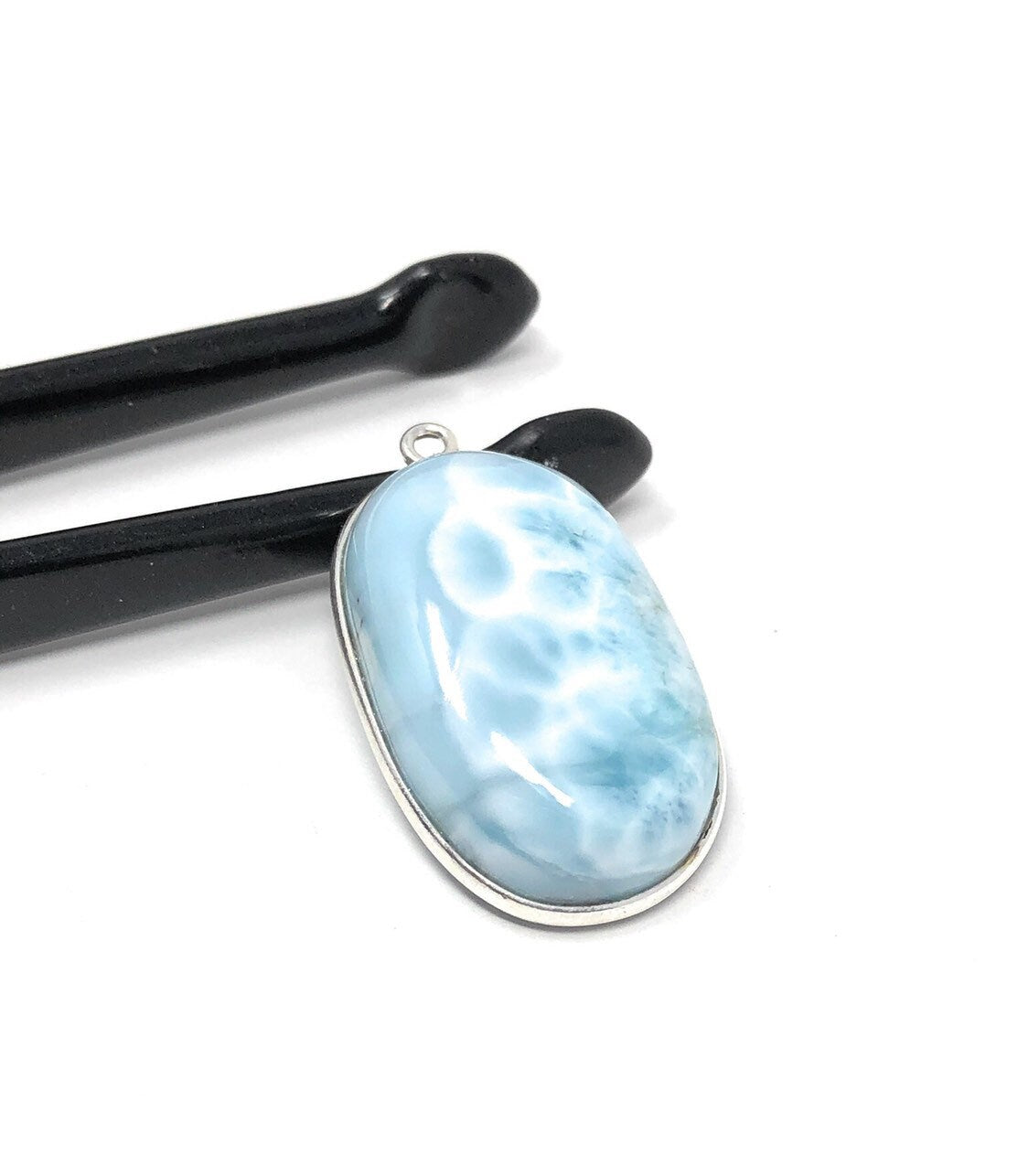 3 Pc AAA Grade Larimar Gemstone Charms, Sterling Silver DIY Jewelry Supplies