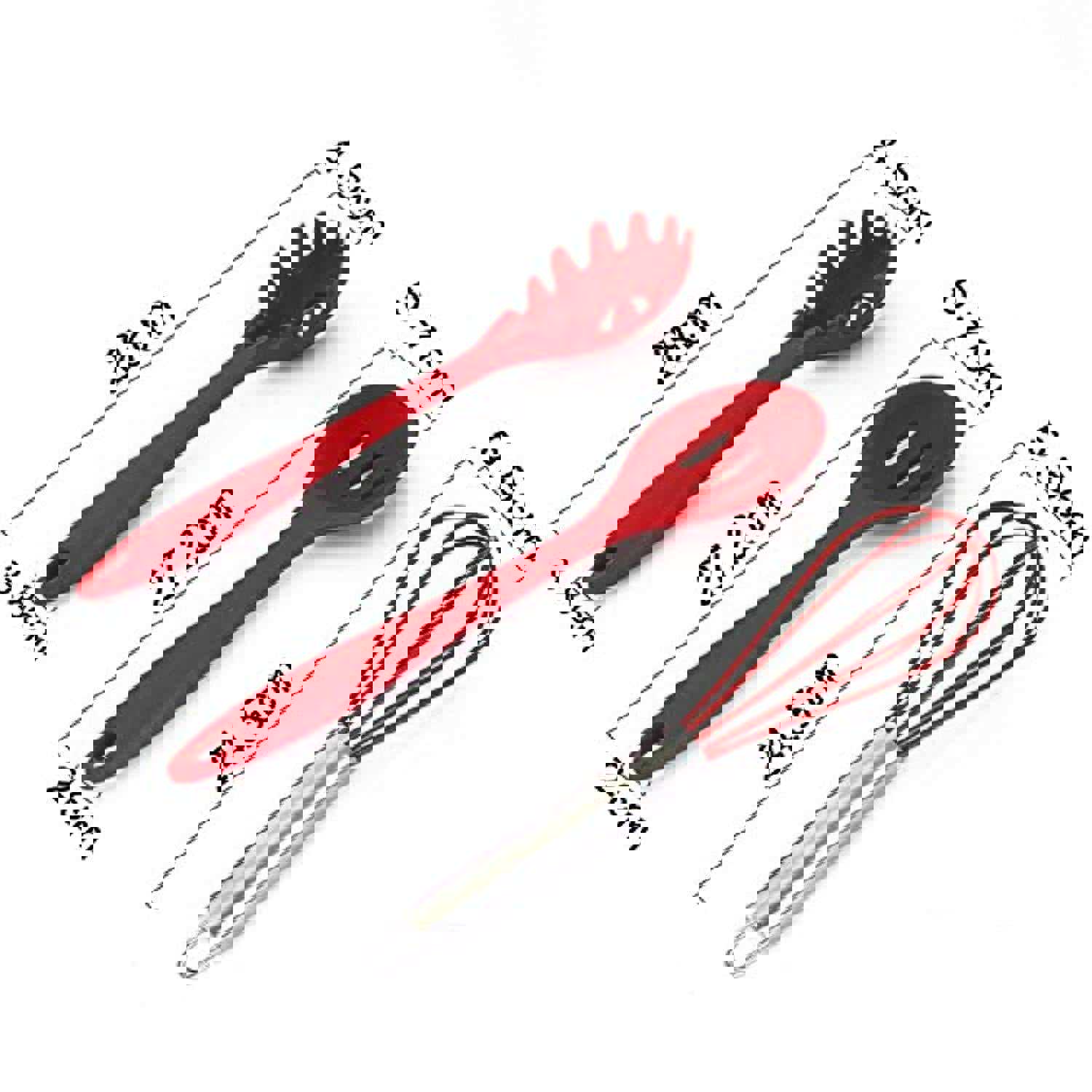 10Pcs/set Silicone Heat Resistant Kitchen Cooking Utensils Non-Stick Baking Tool Set (Red)