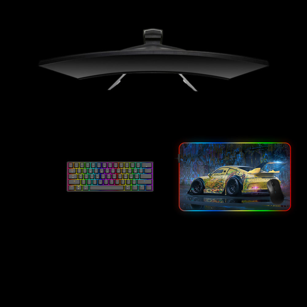Graffiti 911 Design RGB Gaming Mouse Pad with LED Strip - M-XXL Size