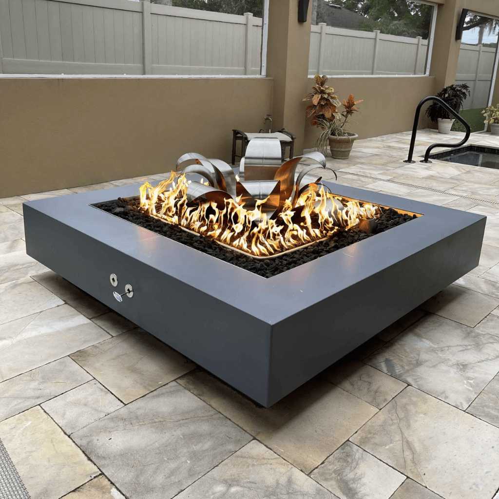 The Outdoor Plus - Cabo GFRC Concrete Square Liquid Propane Fire Pit 36