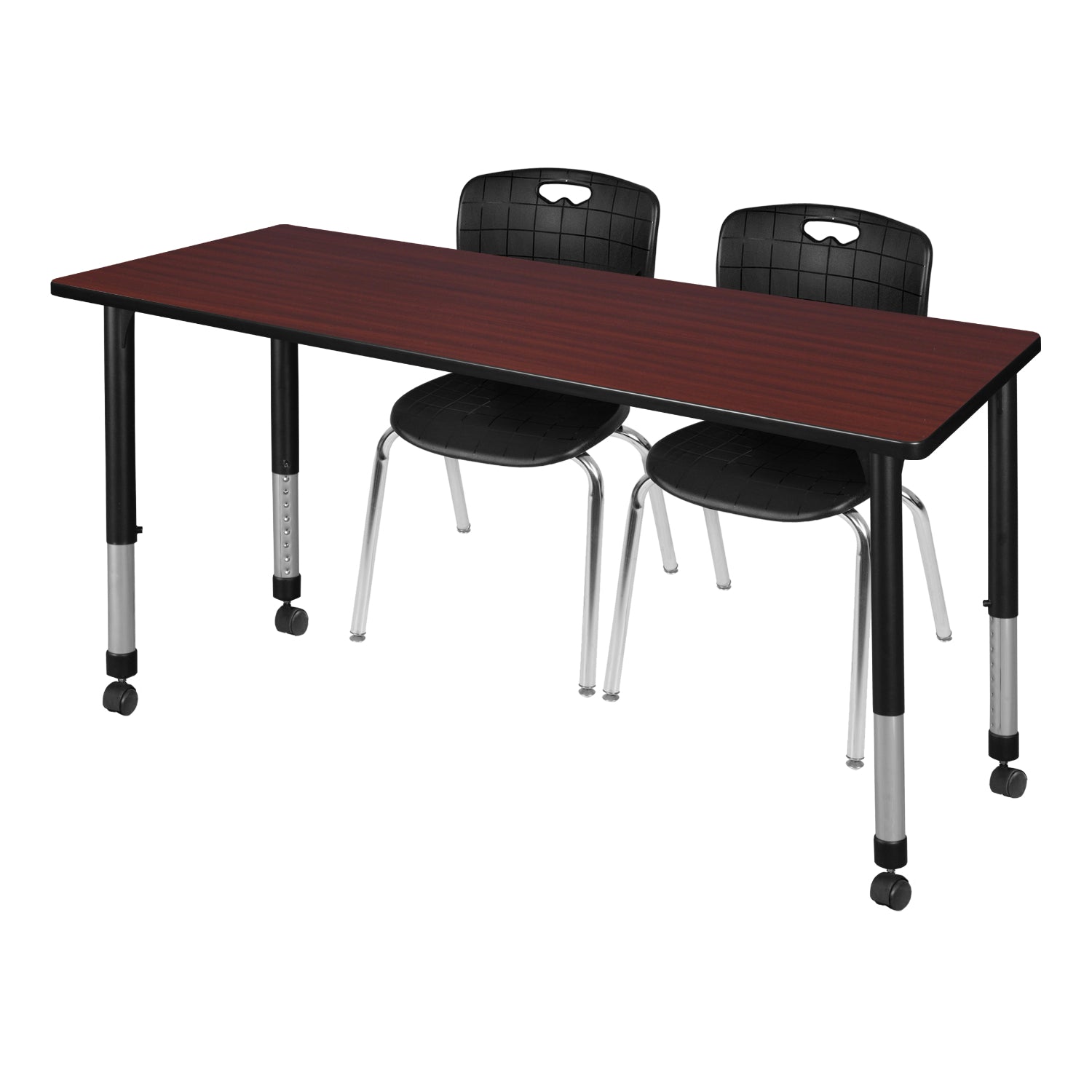 Kee Classroom Table and Chair Package - Adjustable Height Table with 2 Stack Chairs