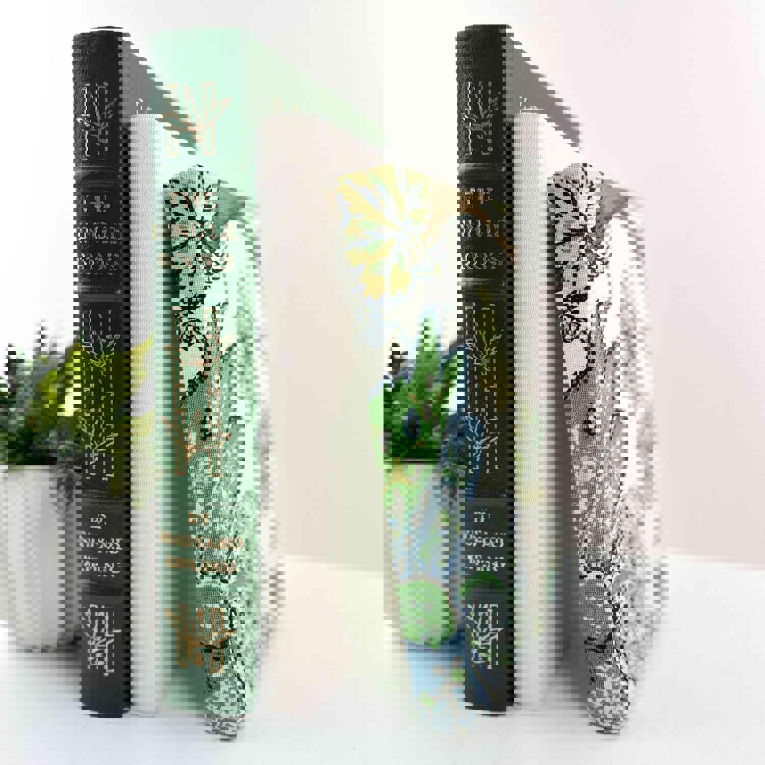 Green Book Set - Decorative Hardcover Books for Home Decor