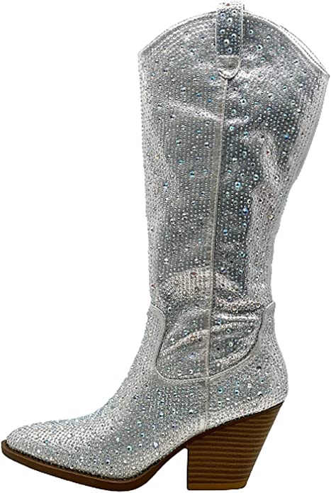 Rhinestone Western Cowboy Pull-on Boots River-11