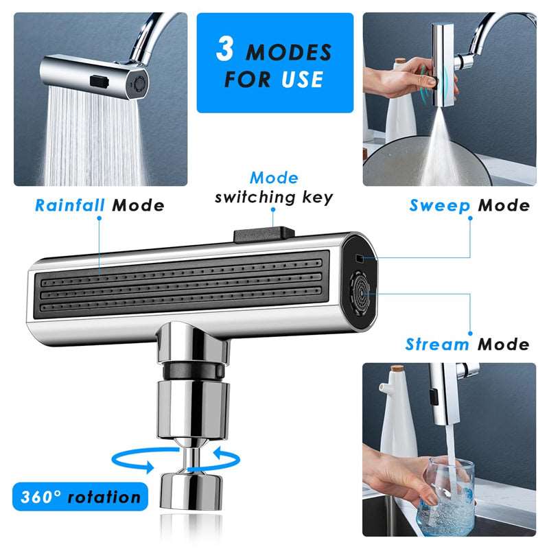 Splash-Proof Universal Rotating Bubbler Kitchen Faucet with Multifunctional Nozzle