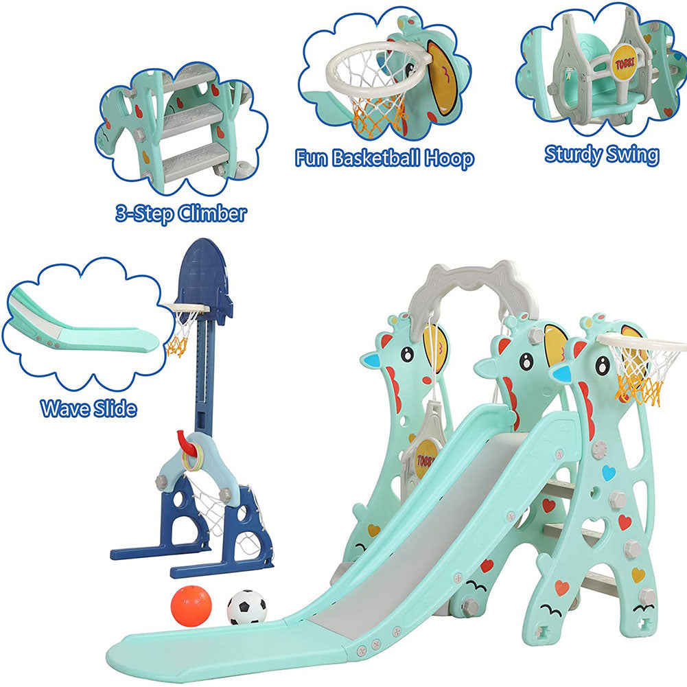 UWR-Nite 5 in 1 Toddler Slide and Swing Play-Set with Basketball, Football, and Ringtoss Kit