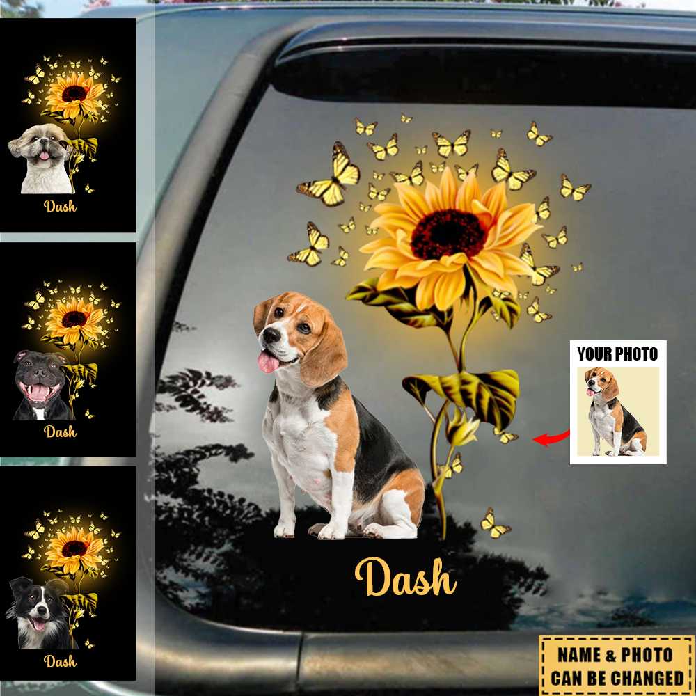 Personalized Flower Butterfly Photo Decal Sticker for Cars and More