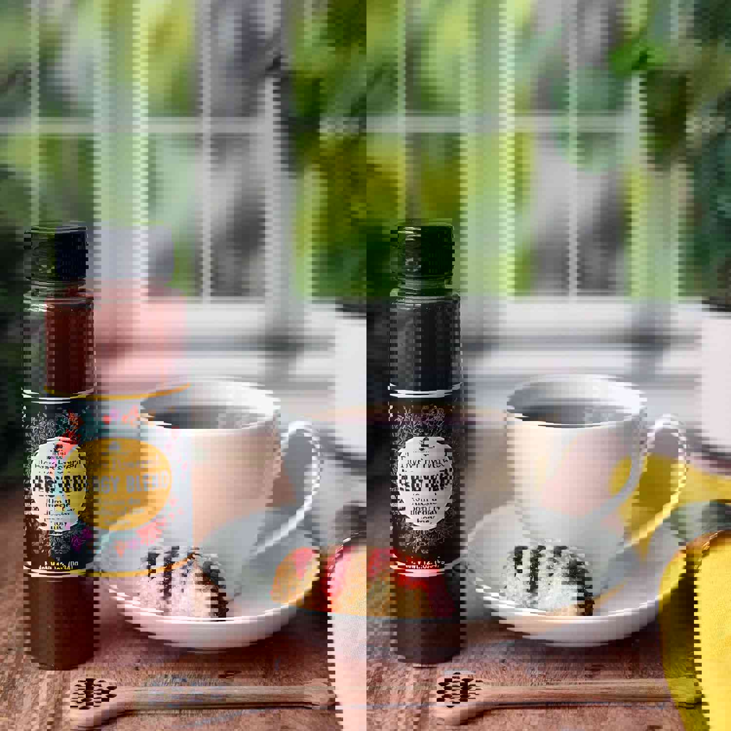 HONEY FEAST Bulk Case Allergy Blend Honey, 12oz Jars (6-Pack) - Raw & Unfiltered with Enhanced Pollen