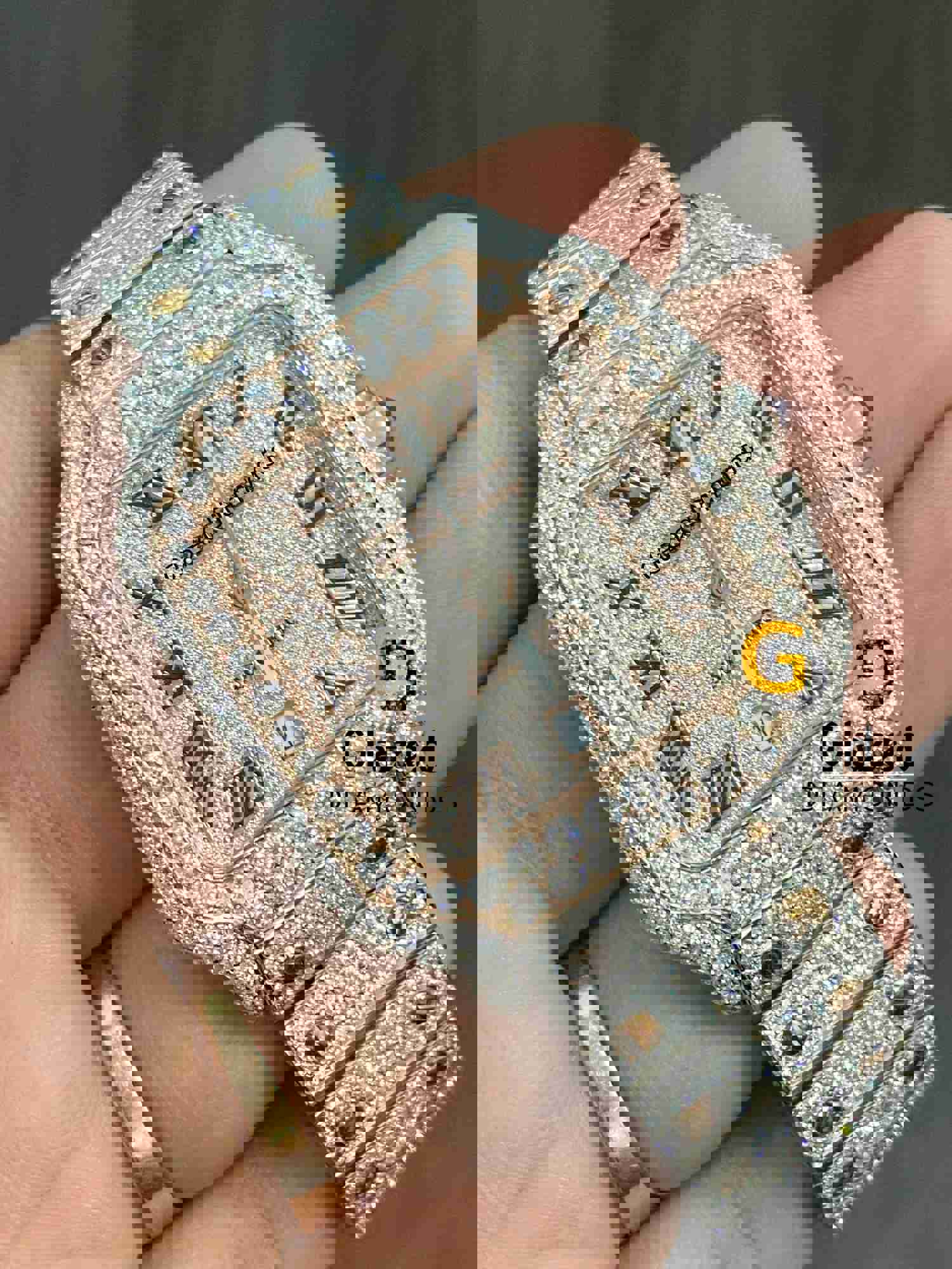 Two Tone Bust Down VVS Moissanite Diamond Studded Hip Hop Watch
