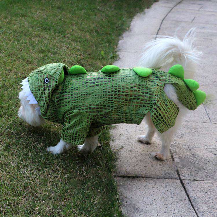 Green Cute Crocodile Shape Pet Clothes Cosplay Soft Texture Dogs Hooded Coat Costume Halloween Pets Supplies