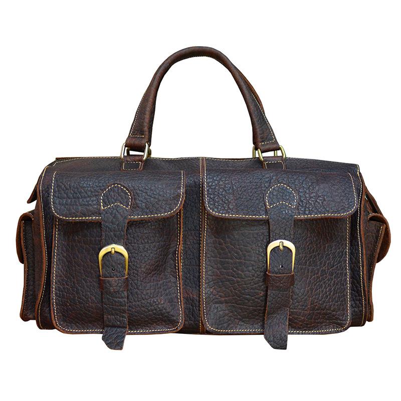 Vintage Leather Men's Weekender Duffle Bag - Italian Cowhide Travel Overnight Bag