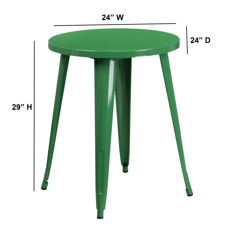 Flash Furniture Webb Commercial Grade 24 Round Green Metal Indoor-outdoor Bar Height Table