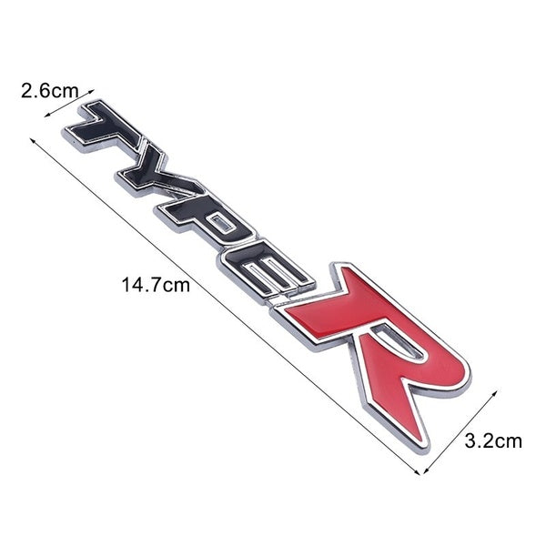 2 pcs 3D Aluminum TYPE-R Car Front/Rear Badge Fender Body Emblem Decal Sticker