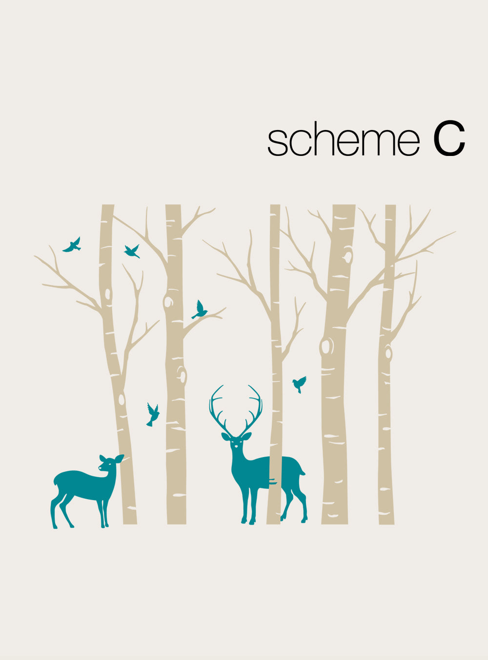 Birch Tree with Deer and Bird Wall Decals - Customizable Home Decor