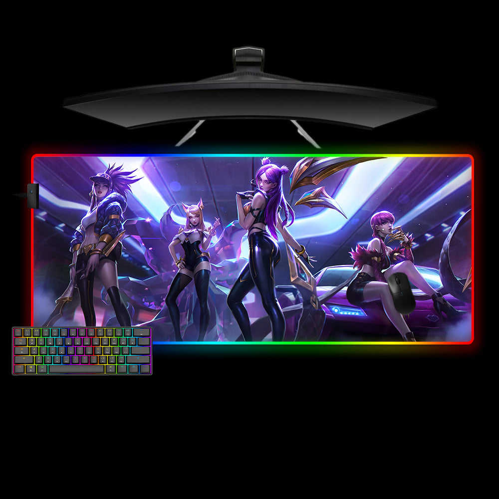 Girl Squad Design RGB Gaming Mouse Pad with LED Strip