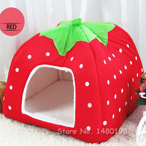 New Pet Supplies High Quality Dog House Soft Strawberry Cat Rabbit Bed House