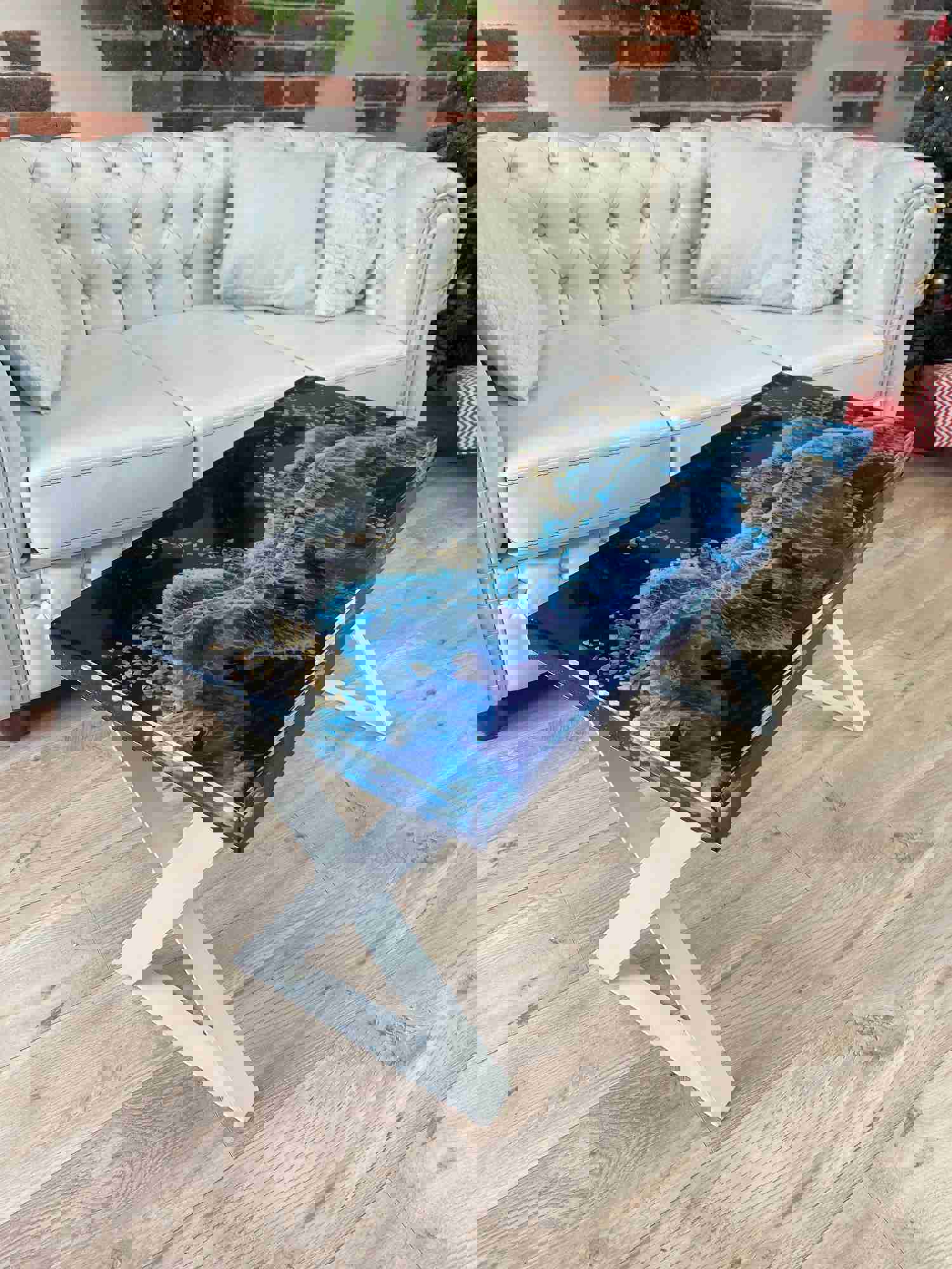 Rectangular Coffee Table with Epoxy Resin Design