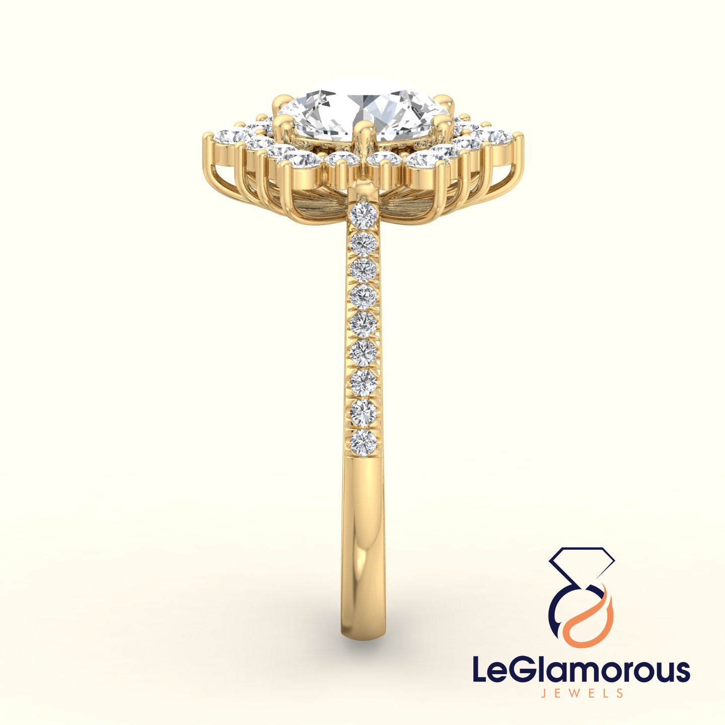 1.50 Carat Round Cut Halo Lab Grown Diamond Engagement Ring - IGI Certified