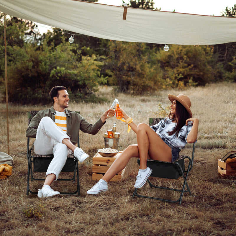 Portable Patio Chair with Backrest and Storage Pocket for Outdoor Activities