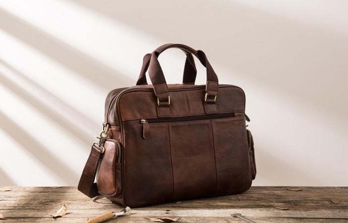 Leather Mens Large Briefcase Work Bag Travel Business Bag