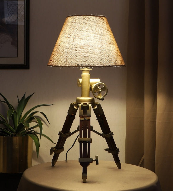 BTR CRAFTS Vintage Tripod Table Lamp with Adjustable Stand - Rustic Home Decor
