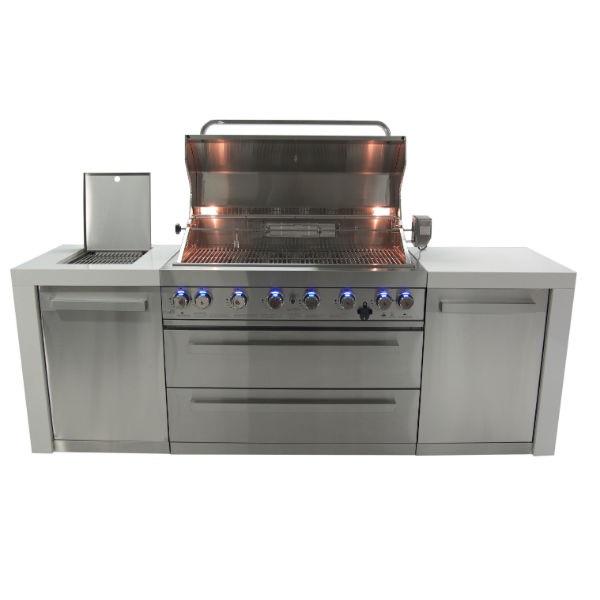 Mont Alpi MAI805-D 43 Stainless Steel Deluxe Outdoor Kitchen Island with 6 Burner Grill